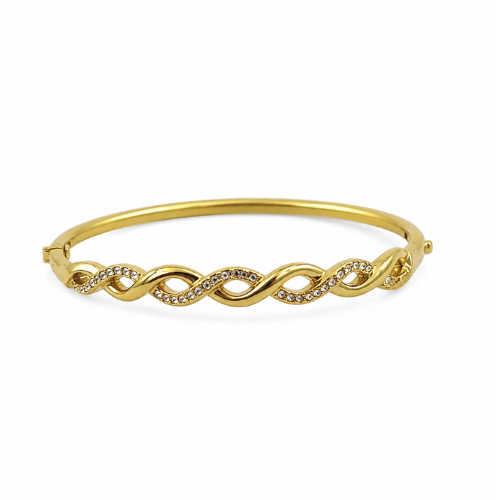Pulseira Rija Entrelaçado Dourado ou Prateado