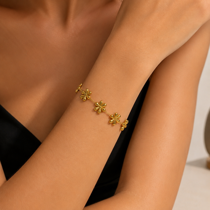 Pulseira Flores Dourado ou Prateado
