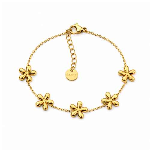 Pulseira Flores Dourado ou Prateado