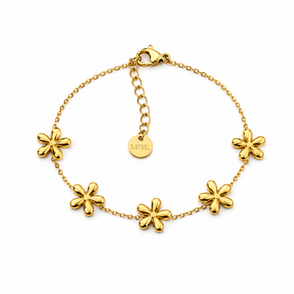 Pulseira Flores Dourado ou Prateado