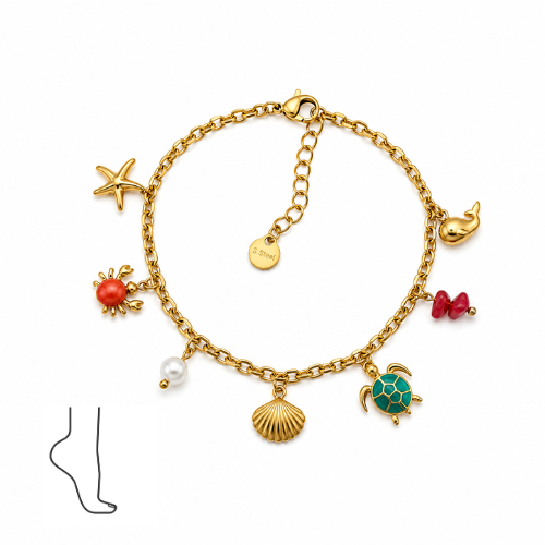 Pulseira de Pé Pendentes Dourado