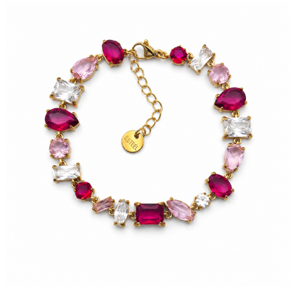 Pulseira Brilhantes Colorida Dourado