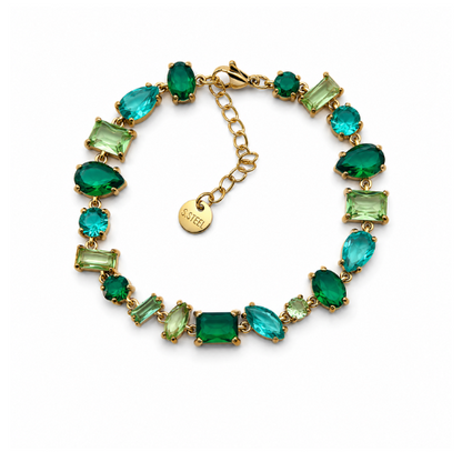 Pulseira Brilhantes Colorida Dourado