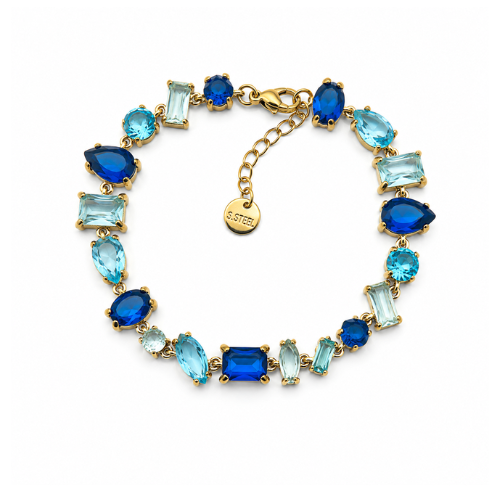 Pulseira Brilhantes Colorida Dourado