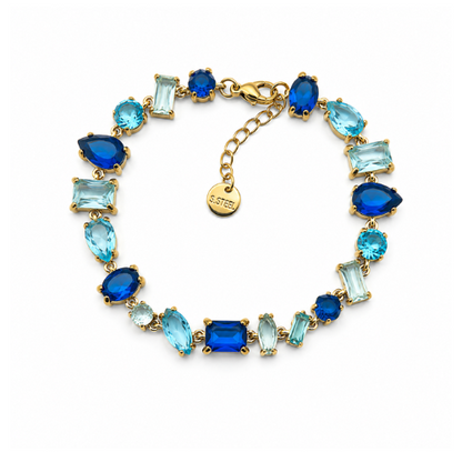 Pulseira Brilhantes Colorida Dourado