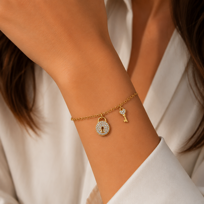 Pulseira Cadeado Dourado ou Prateado