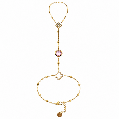 Pulseira Anel Trevo Colorido Dourado