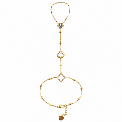 Pulseira Anel Trevo Colorido Dourado