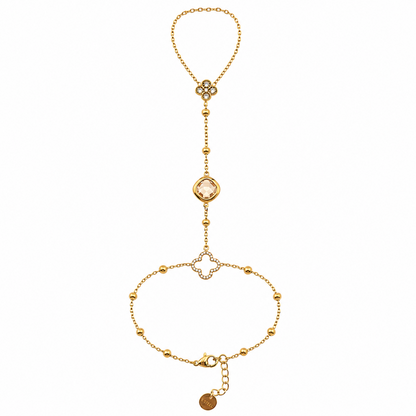 Pulseira Anel Trevo Colorido Dourado