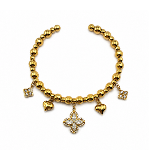 Pulseira Bolinhas com Pendentes Dourado ou Prateado