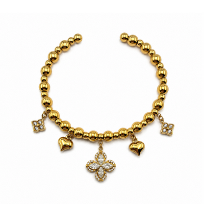 Pulseira Bolinhas com Pendentes Dourado ou Prateado