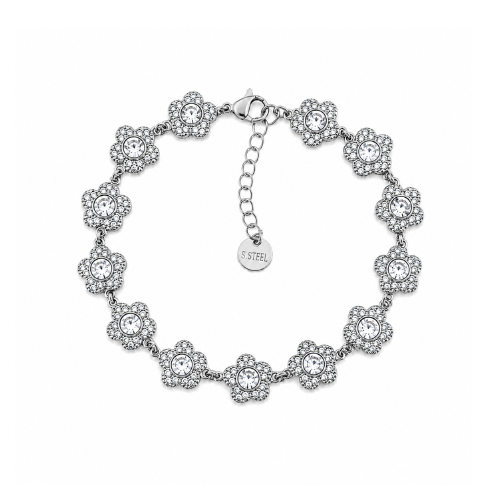 Pulseira Flores Brilhantes Dourado ou Prateado