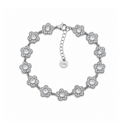 Pulseira Flores Brilhantes Dourado ou Prateado
