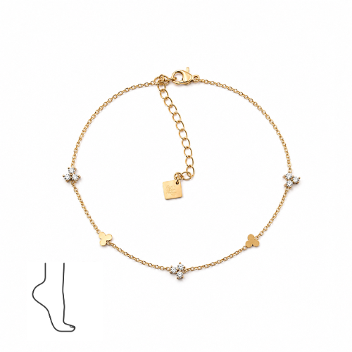 Pulseira de Pé Brilhantes Dourado ou Prateado