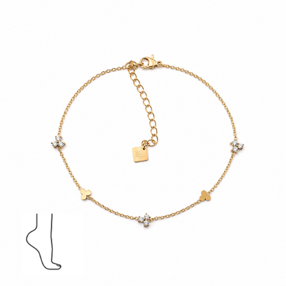 Pulseira de Pé Brilhantes Dourado ou Prateado