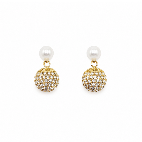 Brincos Pérola Bolinha Brilhantes Dourado ou Prateado