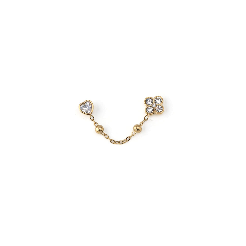 Brinco Único Trevo Dourado ou Prateado