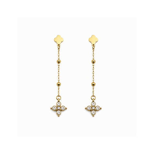 Brincos Trevo Brilhante Dourado ou Prateado