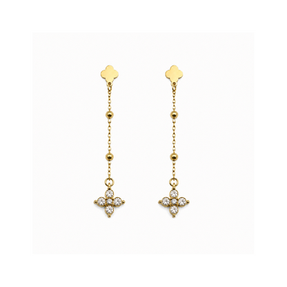 Brincos Trevo Brilhante Dourado ou Prateado