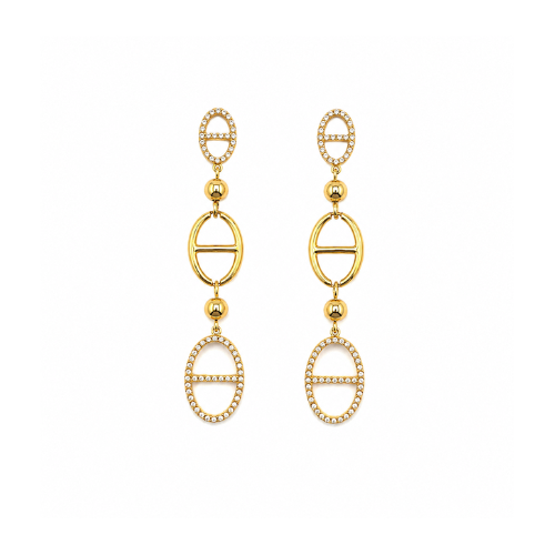 Brincos Elos Brilhantes Dourado ou Prateado