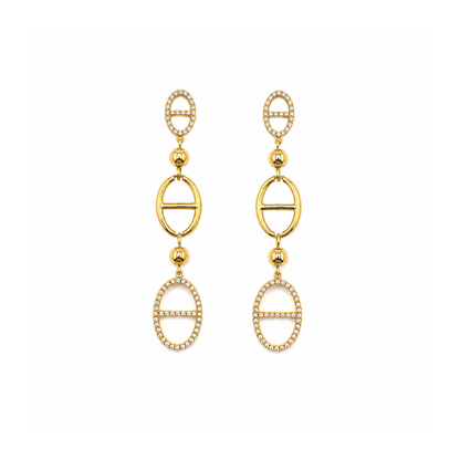 Brincos Elos Brilhantes Dourado ou Prateado