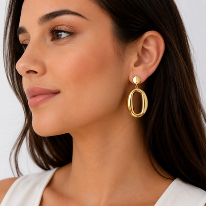 Brincos Oval Dourado ou Prateado
