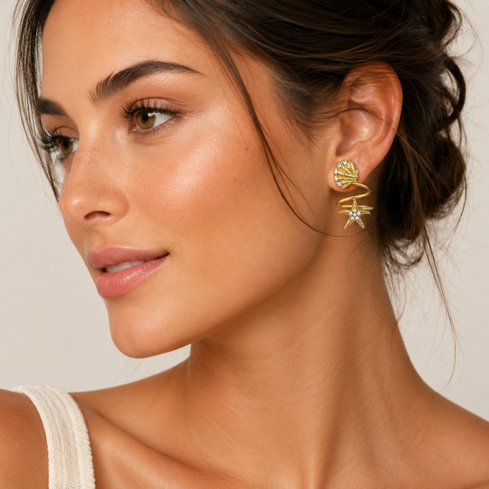 Brincos Espiral Mar Dourado ou Prateado