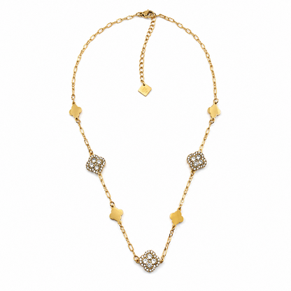 Colar Trevos Brilhantes Dourado ou Prateado