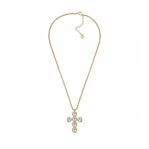 Colar Cruz Brilhantes Dourado