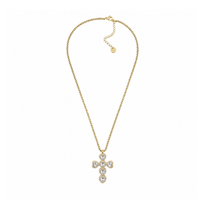 Colar Cruz Brilhantes Dourado