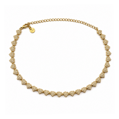 Colar Corações Mini Brilhantes Dourado ou Prateado