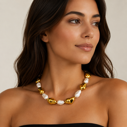 Colar Pérolas Dourado