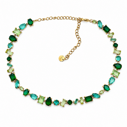 Colar Brilhantes Colorido Dourado