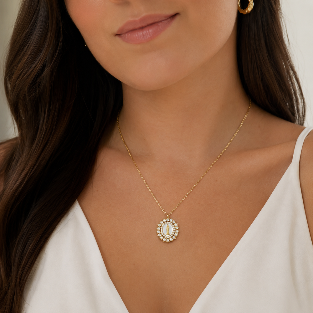 Colar Nossa Senhora Dourado ou Prateado
