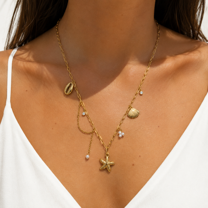 Colar Estrela do Mar Dourado ou Prateado