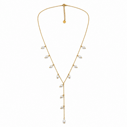 Colar Gravata Pérolas Dourado ou Prateado