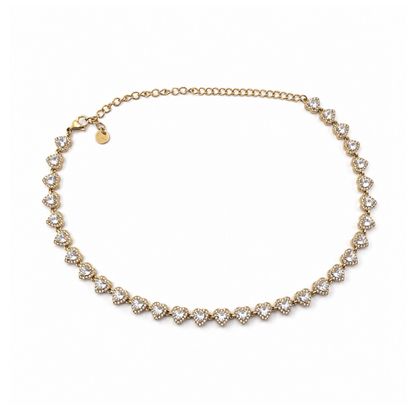 Colar Corações Brilhantes Dourado ou Prateado