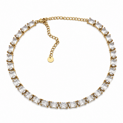 Colar Brilhantes Quadrados Dourado ou Prateado