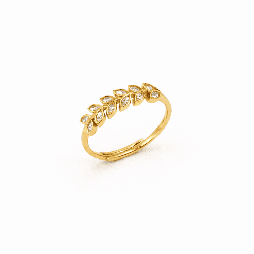 Anel Ajustável Mini Folhas Dourado ou Prateado
