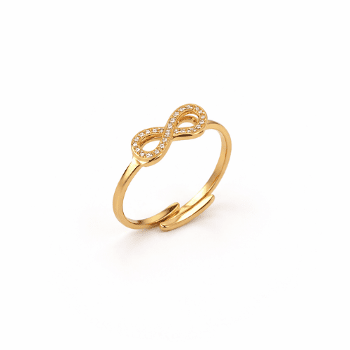 Anel Ajustável Infinito Dourado ou Prateado