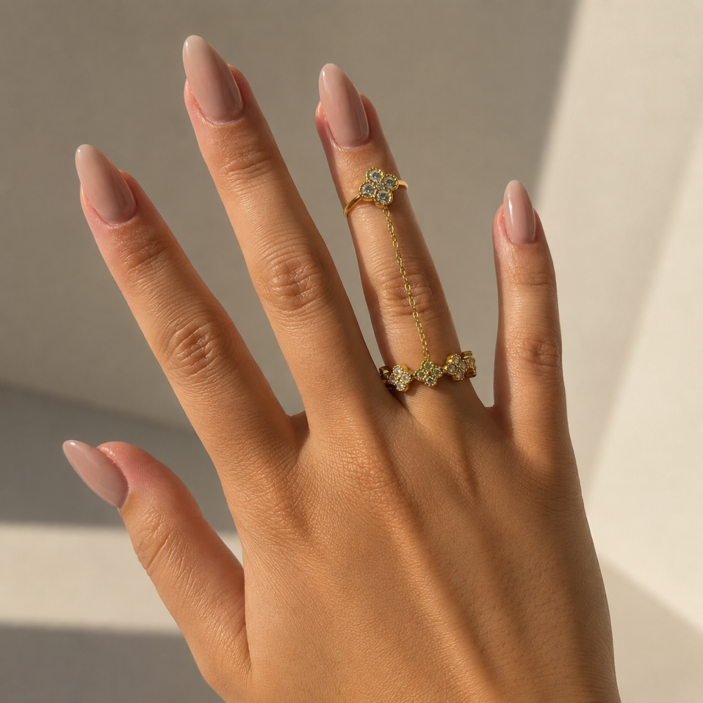 Anel Ajustável Duplo Dourado ou Prateado