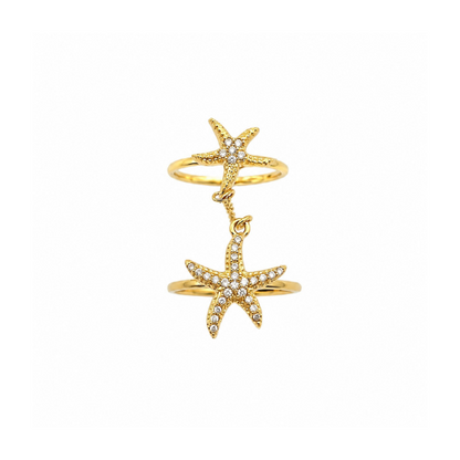 Anel Duplo Estrela do Mar Dourado ou Prateado