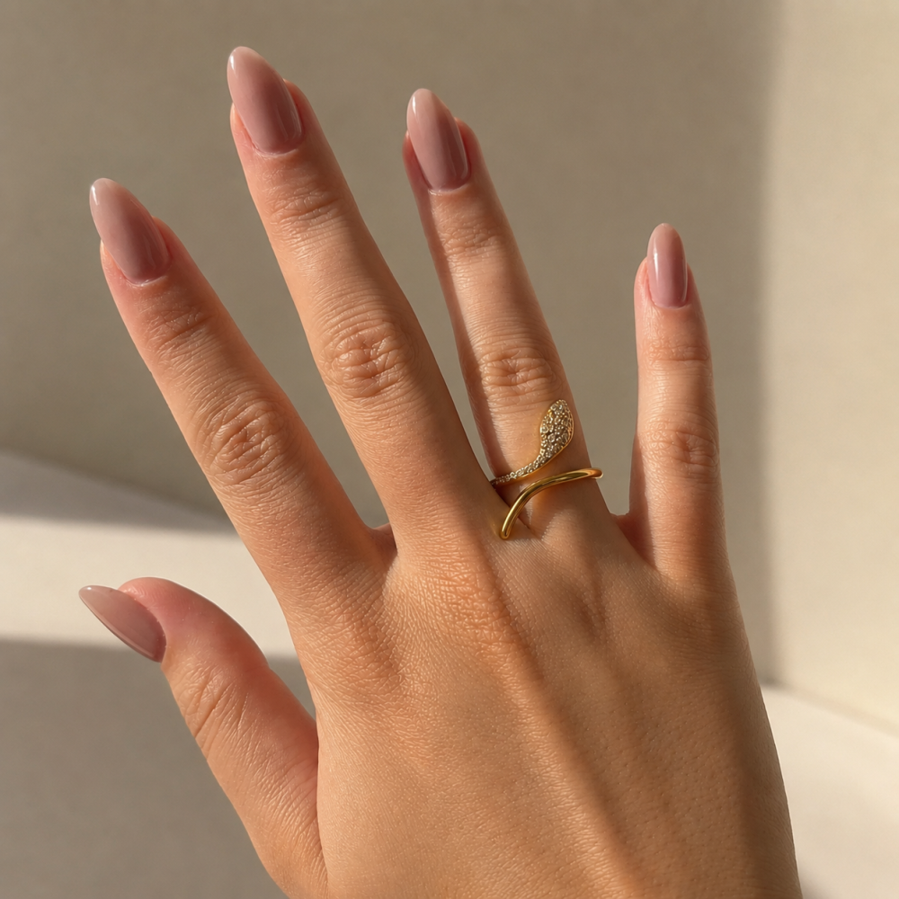 Anel Ajustável Serpente Dourado ou Prateado