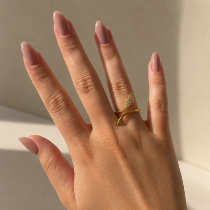 Anel Ajustável Serpente Dourado ou Prateado