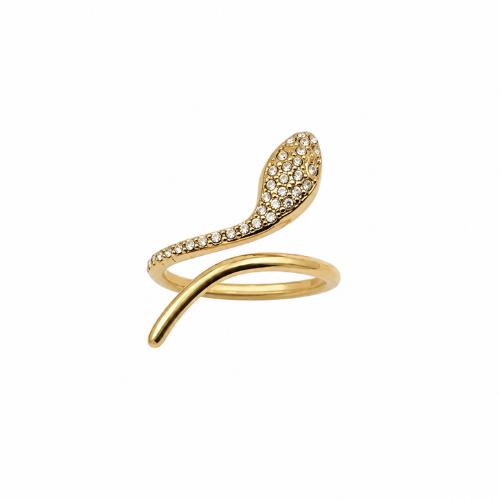 Anel Ajustável Serpente Dourado ou Prateado