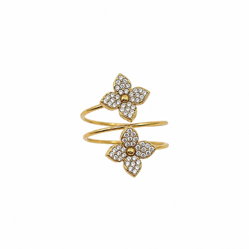 Anel Ajustável Espiral Trevo Dourado ou Prateado
