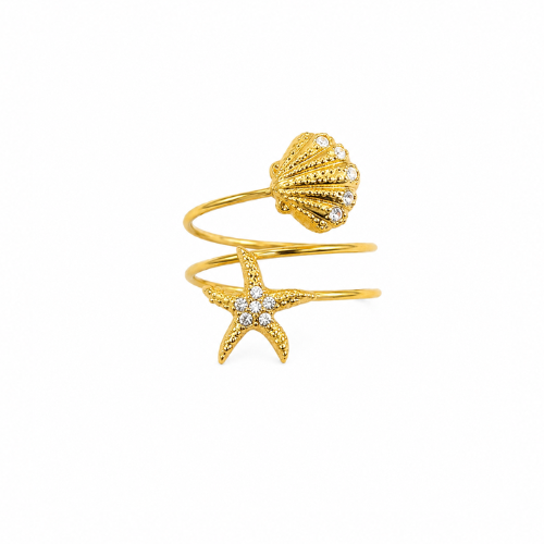 Anel Ajustável Espiral Dourado ou Prateado