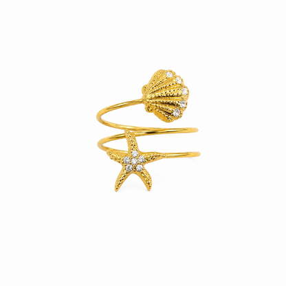 Anel Ajustável Espiral Dourado ou Prateado