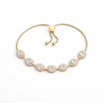Pulseira Brilhantes Ajustável Dourado ou Prateado