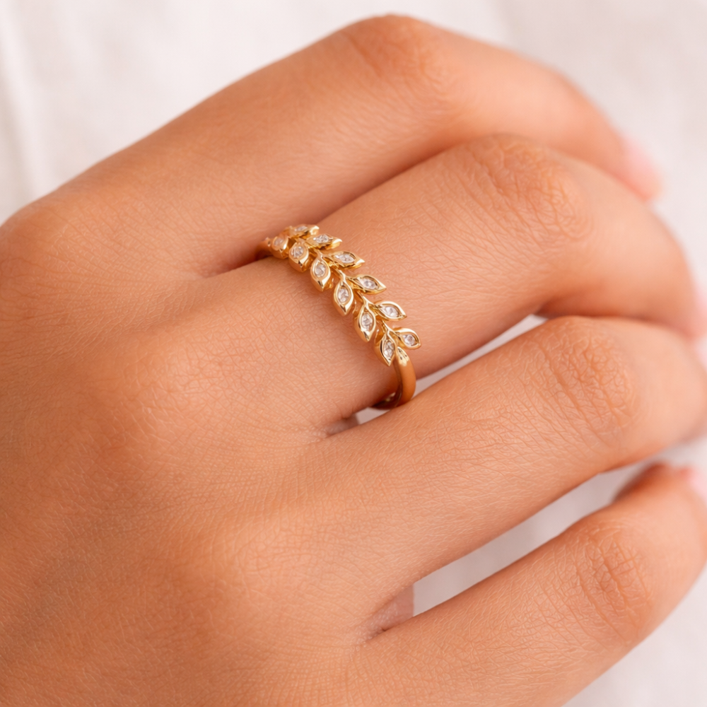Anel Ajustável Mini Folhas Dourado ou Prateado